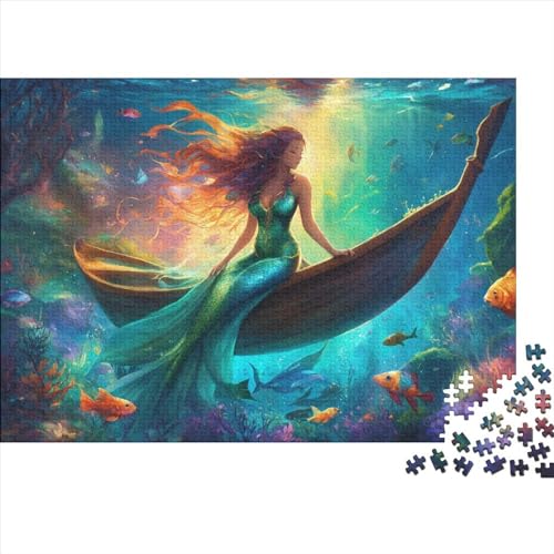 Puzzle Mermaid 500 Teile Puzzles Für Erwachsene Spielzeug,Cartoon Puzzle Premium Holzpuzzle Geburtstagsgeschenk,Geschenke Für Frauen,Wandkunst 500pcs (52x38cm) von OakiTa
