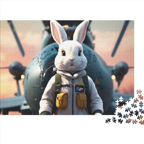 Rabbit Pilot Puzzle 500 Teile Cartoon Puzzles Für Erwachsene Und Jugendliche,Unmögliche Puzzle Premium Holzpuzzle Home Spielzeug Dekoration Puzzle Geschenke 500pcs (52x38cm) von OakiTa