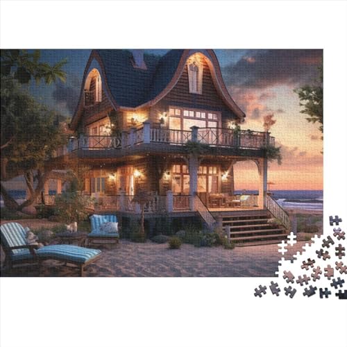 Seaside Scenery 1000 Pieces, Puzzle for Adults, A European Style HouseSkill Game for The Whole Family, for Adults Stress Relieve Children Educational for Adults and Children from 14 Years 1000pcs (7 von OakiTa