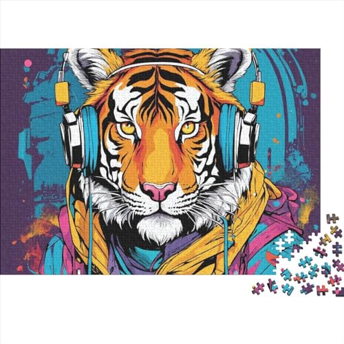 Tiger 1000 Teile Puzzles Shaped Premium Wooden Puzzle Cartoon,Birthday Present,Wall Art for Adults Difficult and Challenge Gifts 1000pcs (75x50cm) von OakiTa