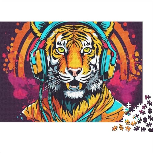 Tiger Puzzle Für Erwachsene,Puzzle 1000 Teile Herausforderndes Puzzles Cartoon,Geschicklichkeitsspiel Für Die Ganze Familie,Bunte Fliesen Spielzeug Spiel,Geschenke 1000pcs (75x50cm) von OakiTa