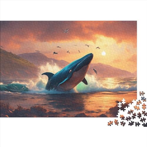 Whale 300 Teile Puzzles Shaped Premium Wooden Puzzle Ocean Animal,Birthday Present,Wall Art for Adults Difficult and Challenge Gifts 300pcs (40x28cm) von OakiTa