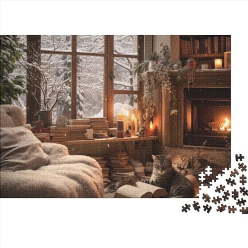 Winter Cottage Puzzle, Puzzle for Adults, BookshelvesPuzzle Game, for Adults Stress Relieve Family Puzzle Game for Adults and Children from 14 Years 1000pcs (75x50cm) von OakiTa