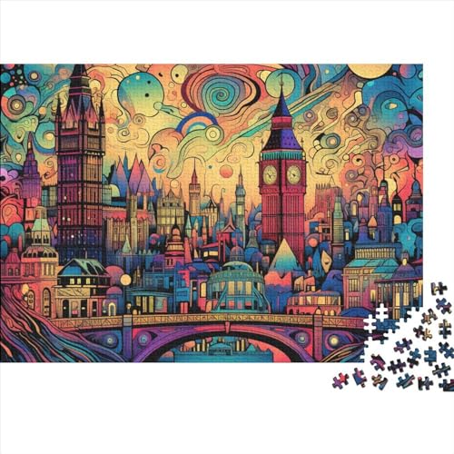 by The Thames River in London, UK 1000 Pieces, Impossible Puzzle, Big BenPuzzle Game, for Adults Stress Relieve Family Puzzle Game for Adults and Children from 14 Years 1000pcs (75x50cm) von OakiTa