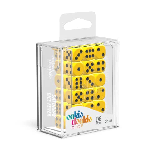 Oakie Doakie Dice D6-Würfel, 12 mm, massiv, Gelb (36) von Oakie Doakie