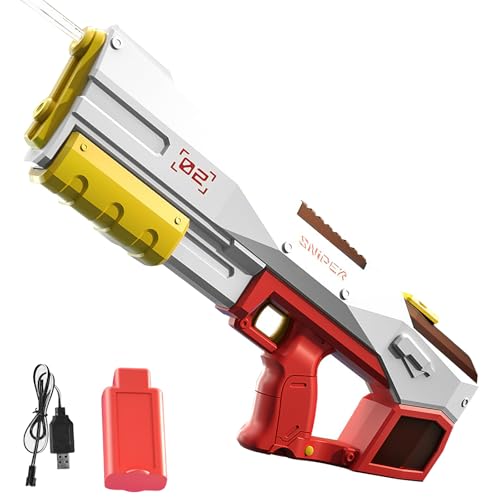 Wasserpistole Elektrische für Kinder Elektrische Wasserpistole Große Kapazität von 450 ML Lineare Reichweite 8 Meter Parabolische Reichweite 10 Meter Der Sommergarten Swimmingpool (Rot) von Oamger