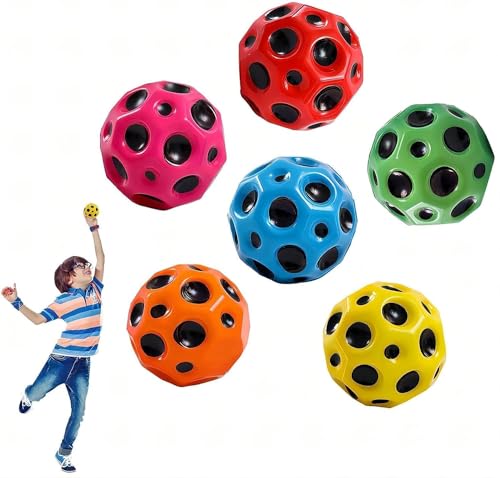 Obelevi Astro Jump Ball,Astro Jump Ball Moon Ball Hohe Springender Gummiball Sprünge Gummiball Space Ball EIN Knallendes Geräusch Machen Mini Bouncing Ball Toy for Kids Party Gift (6PCS) von Obelevi