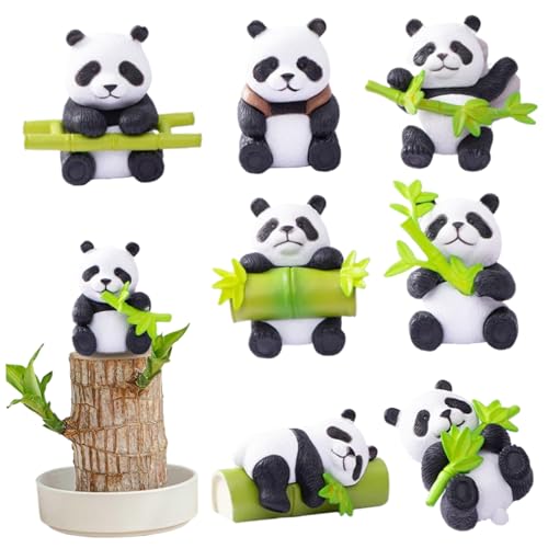 Brasilianische Holzpflanze Orament, 8pcs 8 Style Brazilwood Pflanze niedliche Panda -Dekor, Mini Panda Tier Brasilianer Glücksholz für Innendesktop -Dekoration von Obelunrp