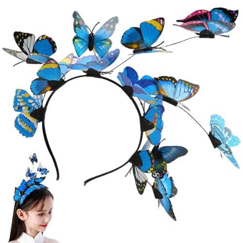 Butterfly Kopfstück, Schmetterling Stirnband für Mädchen realistische dekorative Kopf-Kopfstück 9.1x8.3in Schmetterling Haarband Butterfly Fairy Kostüm für Dressup-Party Hochzeits Cosplay, Schmetterl von Obelunrp