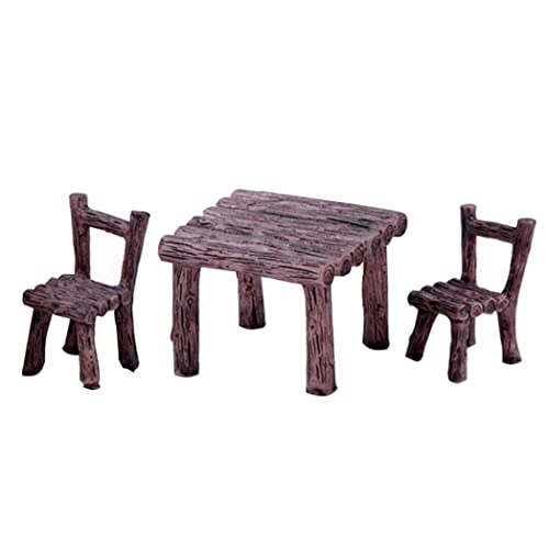 Fairy Garden Tisch Stühle Set, Miniatur Puppenhaus Mikro Landschaft Harz Dekoration von Obelunrp