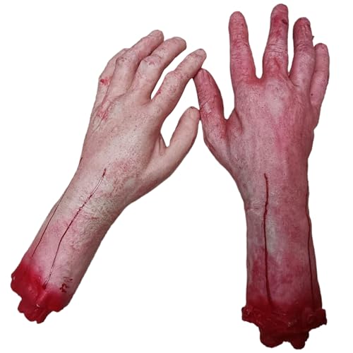 Obelunrp Abgetrennte Hand 1 Paar blutig gehackte gefälschte Hand realistische gruselige Halloween dekorative abgetrennte Körperteile für Spukhaus, Streich, Party Halloween Dekorationen Obelunrp Abgetrennte Hand 1 Paar blutig gehackte gefälschte Hand realistische gruselige Halloween dekorative abgetrennte Körperteile für Spukhaus, Streich, Party Halloween Dekorationen von Obelunrp