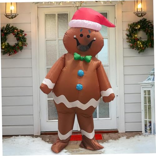 Obelunrp Aufblasbares Lebkuchen-Mann-Kostüm für Erwachsene, Blow-up-Lebkuchenkostüme für Männer Weihnachten Halloween Cosplay (190 cm) von Obelunrp