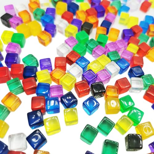 Obelunrp Buntes Würfel, 200pcs Acryl 8mm 6 -seitig -Würfel -Set, durchscheinende Edelstein -Square -DIY -Würfelspiele, lehrreiches Multikolor -Würfel für Tabletop -Spiele von Obelunrp