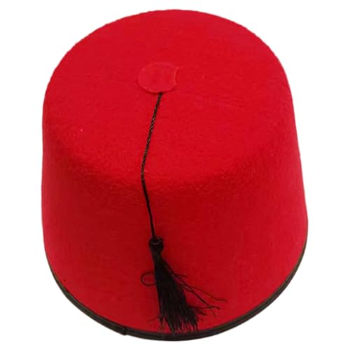 Obelunrp Fez Hut rot weiche komfortable nicht gewebte Neuheit Partyhüte für Erwachsene Klassische Kostüme Kostüm Accessoire mit Quastendekoration, Partyhüte für Erwachsene von Obelunrp