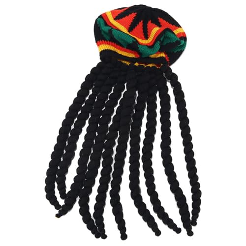 Obelunrp Hut mit gefälschten schwarzen Dreadlocks Perücke, Dreadlock -Mütze, atmungsaktives gestrickter Perücke mit langer Dreadlock -, lustige Hüte für Männer Cosplay Accessoire Obelunrp Hut mit gefälschten schwarzen Dreadlocks Perücke, Dreadlock -Mütze, atmungsaktives gestrickter Perücke mit langer Dreadlock -, lustige Hüte für Männer Cosplay Accessoire von Obelunrp