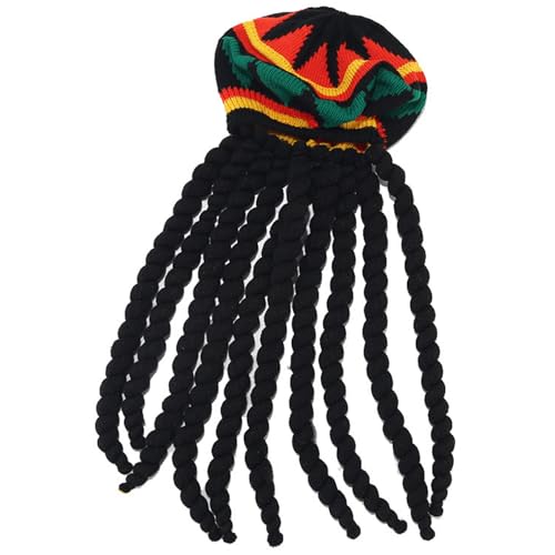 Obelunrp Hut mit schwarzen Dreadlocks Perücke Rasta Periode lustige Hüte für Männer Cosplay Accessoire Obelunrp Hut mit schwarzen Dreadlocks Perücke Rasta Periode lustige Hüte für Männer Cosplay Accessoire von Obelunrp