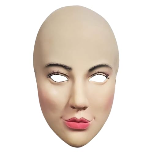 Obelunrp Realistische Gesichtsmaske, Latexmaske mit Make -up auf Halloween Elastic Stirnband weibliche Maske Halloween Maske für Cosplay -Kostümparty Party Streich von Obelunrp