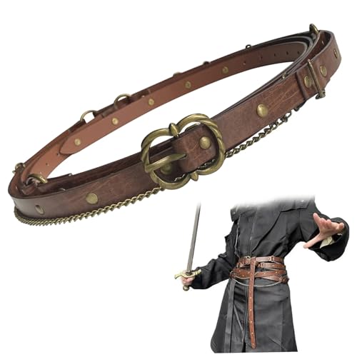 Obelunrp Renaissance -Gürtel, Vintage einstellbare mittelalterliche Gürtel Frauen mit Metallkette für Halloween -Cosplay -Kleider, Pirat Obelunrp Renaissance -Gürtel, Vintage einstellbare mittelalterliche Gürtel Frauen mit Metallkette für Halloween -Cosplay -Kleider, Pirat von Obelunrp