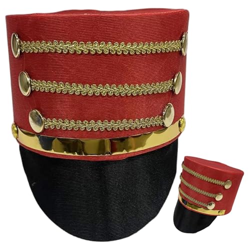 Obelunrp Ringmeisterhut für Erwachsene, Marschband -Master -Top -Hut mit goldenem Zopf, Nussknacker, Spielzeugsoldat Kostüm von Obelunrp