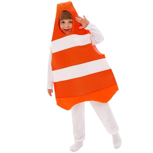 Obelunrp Verkehrskegel Kostüm für Kinder, lustige orangefarbene Baukegel Halloween Kostüme für 125-145 cm Kinder von Obelunrp