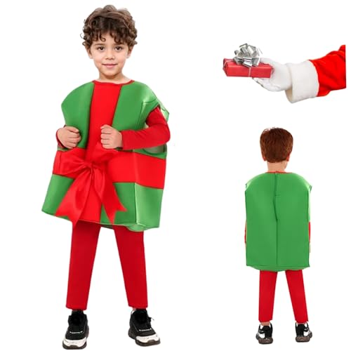 Obelunrp Weihnachtskostüm für Kinder, lustige Weihnachtsgeschenke Cosplay -Kostüm und Strampler, Polyester -Outfit für Dress -up -Partygeschenke, M, Dekor von Obelunrp