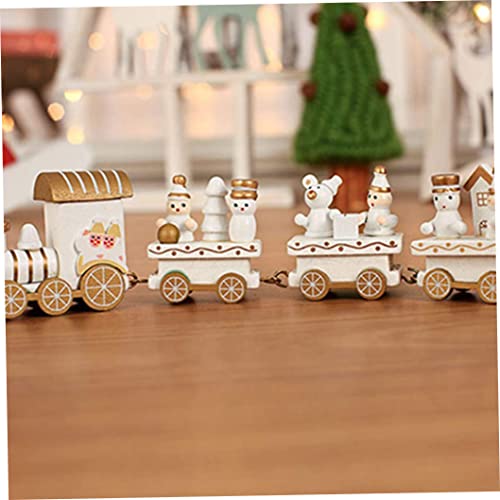 Weihnachtsholzzug süße hölzerne weiße Mini -Zug Ornamente Spielzeug Kindergartendekoration für Weihnachtsfeier Kinder, Weihnachtsholz Holz von Obelunrp