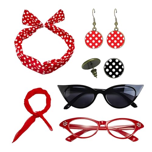 50er Jahre Accessoires für Mädchen, gepunktetes Stirnband | 1950er Jahre Drop Stirnband und Ohrringe Set - Katzenaugenbrille mit Stirnbändern und Stirnband Vintage gepunktet für Damen 50er Jahre Accessoires für Mädchen, gepunktetes Stirnband | 1950er Jahre Drop Stirnband und Ohrringe Set - Katzenaugenbrille mit Stirnbändern und Stirnband Vintage gepunktet für Damen von Obesntln