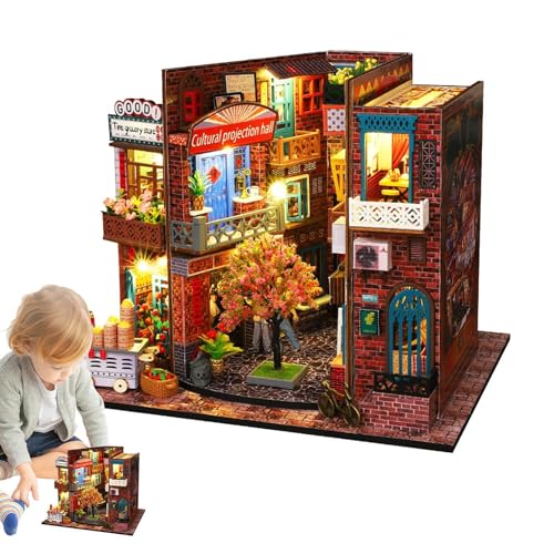 Bauset für Haus, Miniatur-Haus-Set zum Selbermachen | Dekoration für kleines Haus – Miniatur-Hausdekoration, kleines Hausmodell mit LED-Licht von Obesntln
