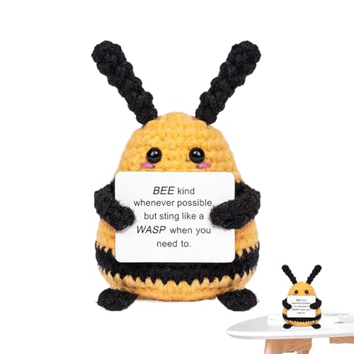 Biene mit Haken, emotionale Unterstützung – positiver Bienenhaken | Positive Biene, hübsche gehäkelte Biene mit positiven Affirmationskarten, für Tisch von Obesntln