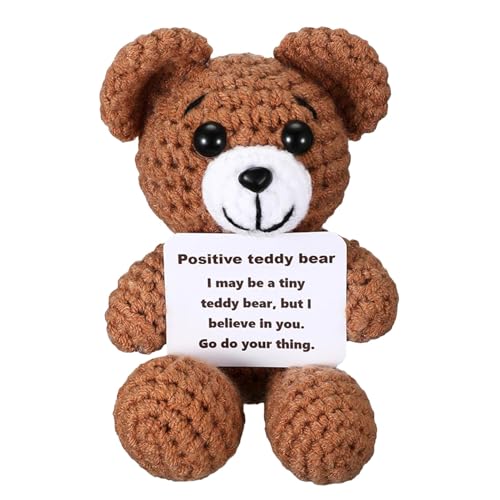 Häkelnadel Bear Doll – emotionale Unterstützung für Tiere, inspirierender Bär, gehäkelte Tiere, Bär | lustiger Bär, Bürodekoration, Innendekoration, Figur für Bibliothek von Obesntln