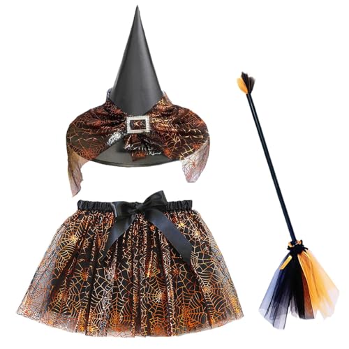 Halloween Hexenkostüm Zubehör,Kinder Kostüm Zubehör Mit Besen Und Rock | Verstellbares Halloween Kostümzubehör Für Kinder Und Jugendliche Halloween Hexenkostüm Zubehör,Kinder Kostüm Zubehör Mit Besen Und Rock | Verstellbares Halloween Kostümzubehör Für Kinder Und Jugendliche von Obesntln