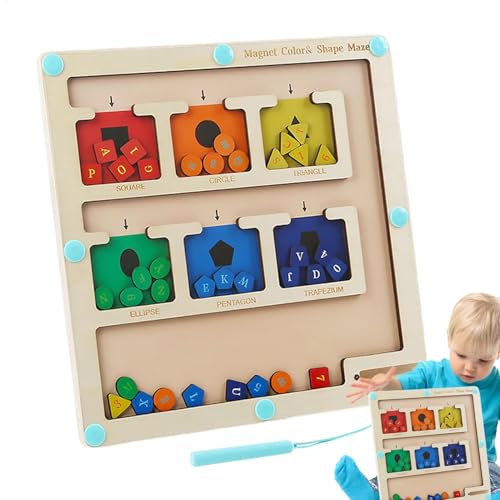 Obesntln Magnetisches Labyrinth mit Farben und Zahlen, magnetisches Labyrinth, Lernspiele, magnetisches Labyrinth, magnetisches Spielzeug aus Holz für Feinmotorik, Spielzeug von Obesntln