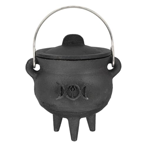 Obesntln Witch Cauldron - Halloween Castor Prahle Box, Black Cover | Scary Sorcerer Muster, Halloween -Thema, rustikales Griff, Partyzubehör für die Heimdekoration von Obesntln
