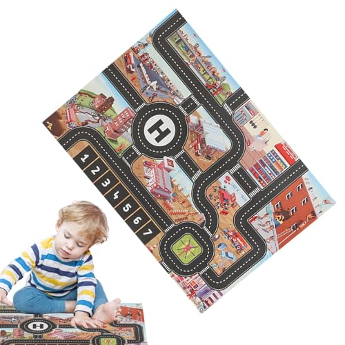 Spielmatte für Autos – Verkehr, Lernstraßenkarte | Spielzimmer ohne Rutschen, Lebensdauer der Stadt, waschbar mit Stati-Design von Obesntln