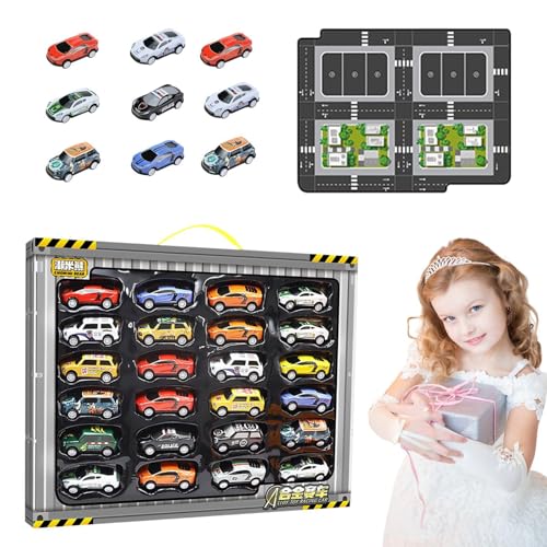 Ziehfahrzeug-Set, Spielzeugauto mit Reibung, Rennfahrzeuge 24-teilig | Schatzkiste mit Tragetasche, Spielzeug für Leckerli-Beutel, Partyzubehör Ziehfahrzeug-Set, Spielzeugauto mit Reibung, Rennfahrzeuge 24-teilig | Schatzkiste mit Tragetasche, Spielzeug für Leckerli-Beutel, Partyzubehör von Obesntln