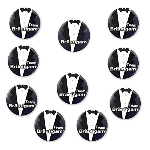 Oblique-Unique® 1 x Bräutigam & 9 x Team Bräutigam Sticker für Junggesellenabschied I Hochzeit I Anstecker von Oblique Unique