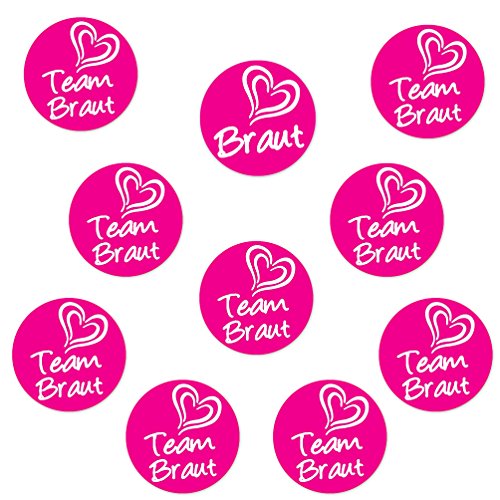 Oblique Unique® 1 x Braut & 9 x Team Braut Sticker für Junggesellenabschied I Hochzeit I Anstecker von Oblique Unique