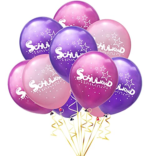 Oblique Unique® 10 Luftballons mit Schulkind und Stern Motiven für Schuleinführung Einschulung Schulanfang Schulstart Deko Ballons Farbmix Mädchen von Oblique Unique