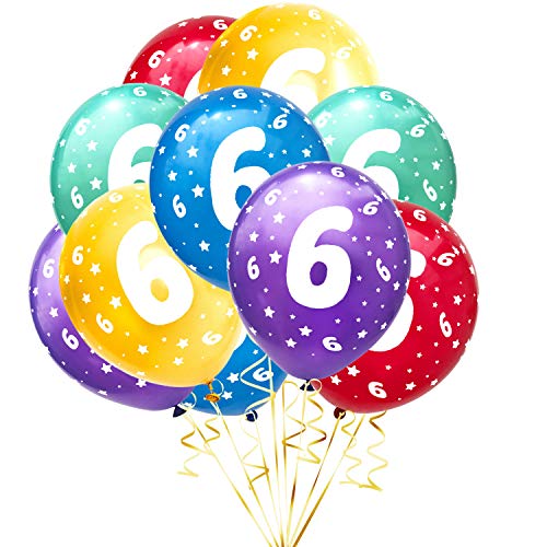 Oblique Unique® 10 Luftballons mit Zahlen Happy Birthday für Kinder Geburtstag Feier Party Deko Geburtstagsdeko Ballons Bunt (Nr. 6) von Oblique Unique
