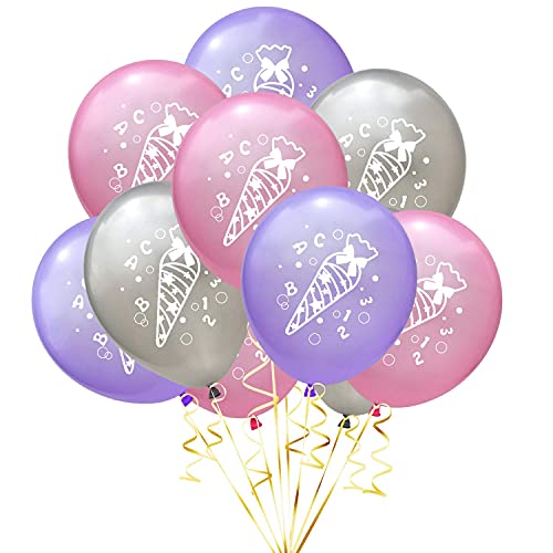 Oblique Unique® 10 Luftballons mit Zuckertüte ABC 123 Motiv für Schuleinführung Einschulung Schulanfang Schulstart Deko Ballons Farbmix Mädchen von Oblique Unique