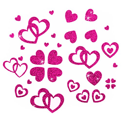 Oblique-Unique® 100 Stück Herzen Sticker in Rot, Gold, Silber, Pink oder Türkis - Glitter Glitzernde Herzen (Pink) von Oblique-Unique