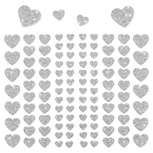 Oblique-Unique® - 106 Herz Aufkleber mit Glitzer Effekt in Silber I Herzen Sticker I Scrapbooking Dekoration Liebe Kinder Geburtstag von Oblique Unique