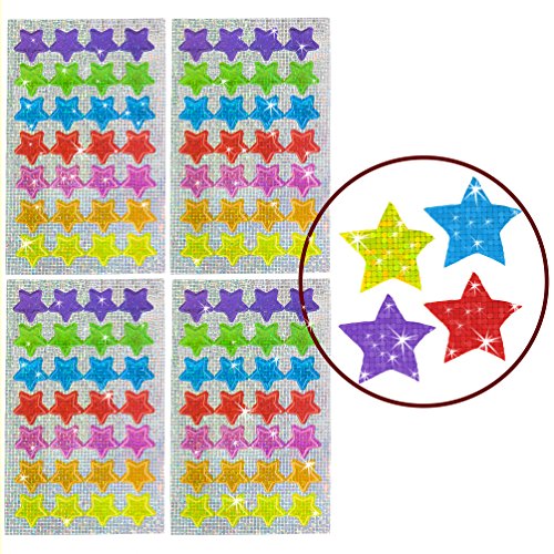 Oblique-Unique® - 112 x Glitzer Sticker Sterne bunt - Regenbogen Sticker für Kinder von Oblique-Unique
