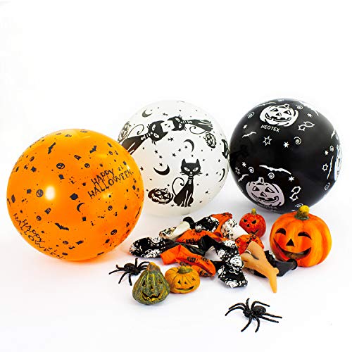 Oblique Unique® 15x Luftballons für Halloween Gruselige Horror Feier Party Deko Ballons in Weiß, Schwarz und Orange von Oblique Unique