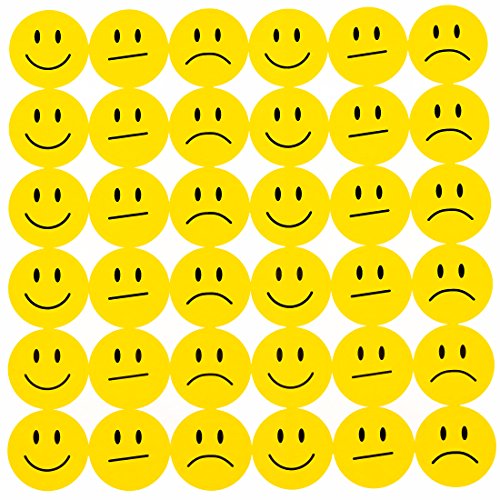 Oblique Unique® 180 Gelbe Smiley Face Sticker ø 2cm - Lächeln - Neutral - Traurig von Oblique Unique