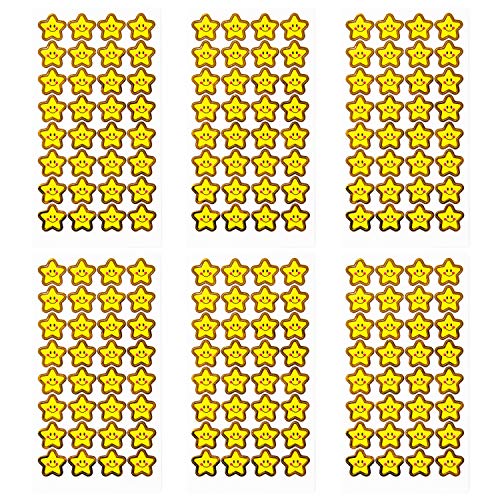 Oblique Unique® 192 Sterne Smiley Sticker Stern Smily Aufkleber für Geschenke Karten Geschenkdeko zum Basteln Spielen Glänzend in Gelb Gold von Oblique Unique
