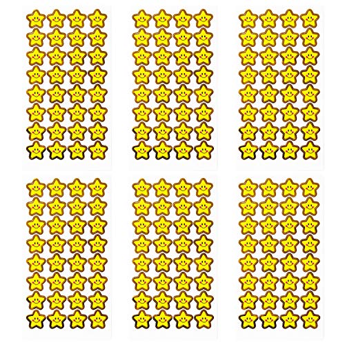 Oblique Unique® 192 Sterne Smiley Sticker Stern Smily Aufkleber für Geschenke Karten Geschenkdeko zum Basteln Spielen Glänzend in Gelb Gold von Oblique Unique