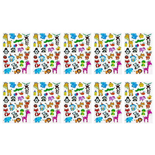 Oblique Unique® 220 Zoo Tiere Sticker Tier Aufkleber Holo Effekt 10 Bögen + Babyrassel Babyflasche als Geschenk Deko zum Basteln Spielen Scrapbooking von Oblique Unique