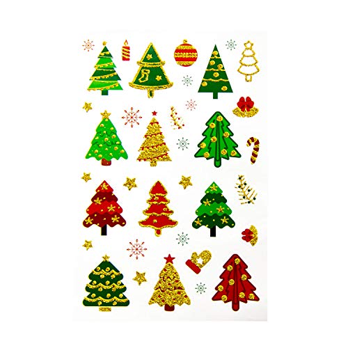 Oblique Unique® 36 Weihnachts Sticker Glitzer Xmas Aufkleber für Weinachten Tannenbaum Weihnachtsbaum Sterne Schneeflocken Weinachtskugel Weihnachtsdeko Bunt von Oblique Unique