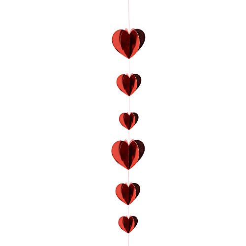 Oblique Unique® 3D Herz Girlande Deckenhänger in Rot Deko für JGA Junggesellinnenabschied Hochzeit Valentinstag Geburtstag Weihnachten Party von Oblique Unique